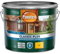 Пропитка декоративная для защиты древесины Pinotex Classic Plus 3 в 1 сосна 9 л