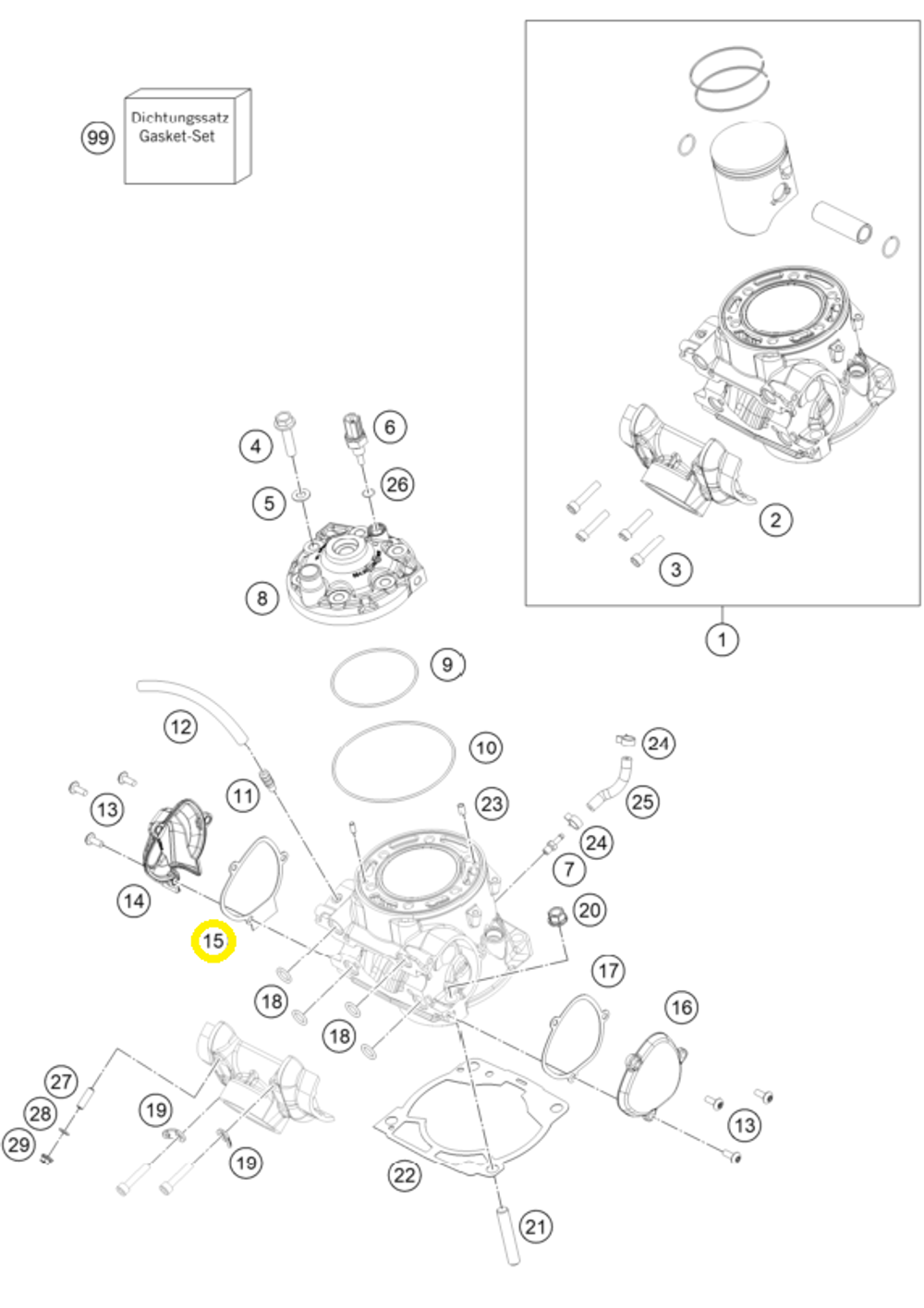 Прокладка крышки цилиндра правая KTM, HQV, GASGAS 250/300сс