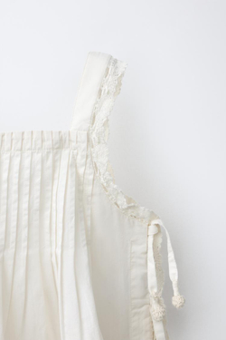 ZARA ТОП С ВЫШИВКОЙ, ЖЕЛТОВАТО-БЕЛЫЙ