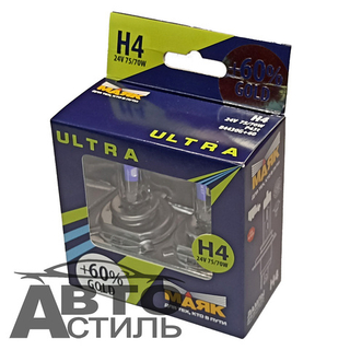 Автолампа H4 24V 75/70W P43t Маяк + 60% Gold 84430G+60 (к-т)