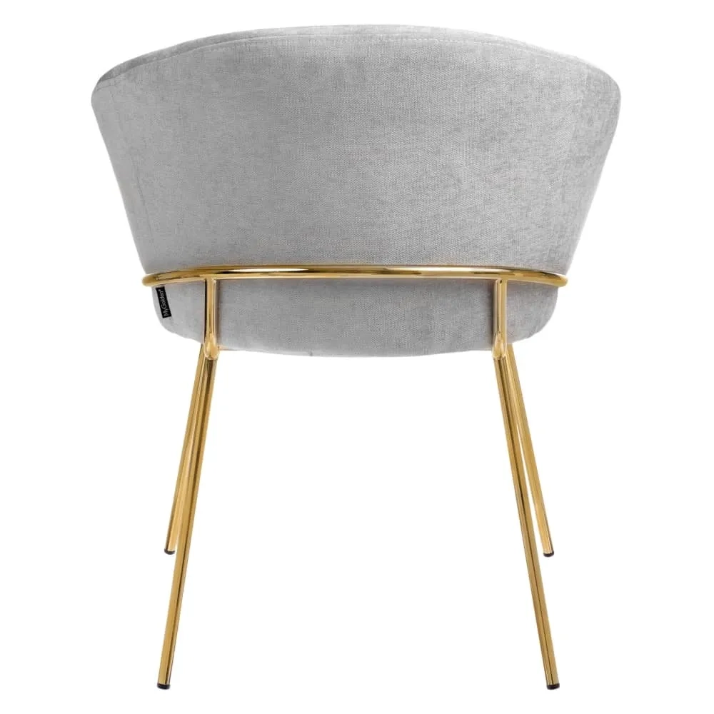 Стул-полукресло Martin серый шенилл, золотые ножки
