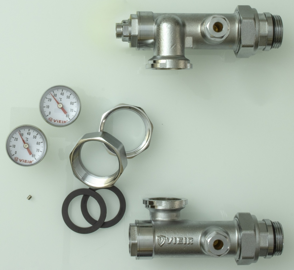 Комплект для монтажа смесительной группы теп. пола 1"  ViEiR (10/1пар)