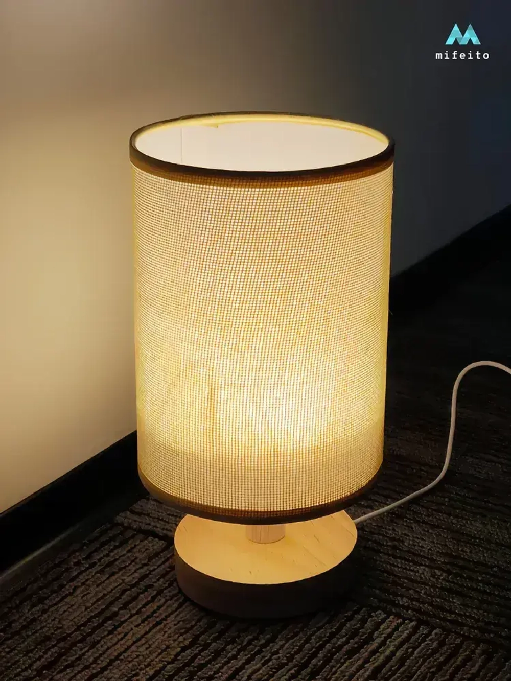 Mifeito Светильник настольный основа из натурального дерева