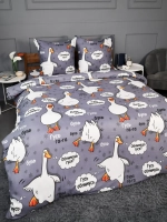 Постельное белье 1,5 полисатин Павлайн Гусь серый