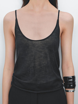 Massimo Dutti Топ на тонких бретелях - Limited Edition, черный