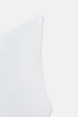 ZARA ТОП ХАЛТЕР В РУБЧИК, БЕЛЫЙ