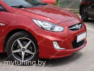 Юбка переднего бампера var.1 для Hyundai Solaris