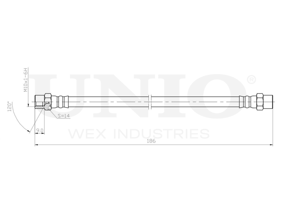 Шланг тормозной задний UNIO BRH-10011
