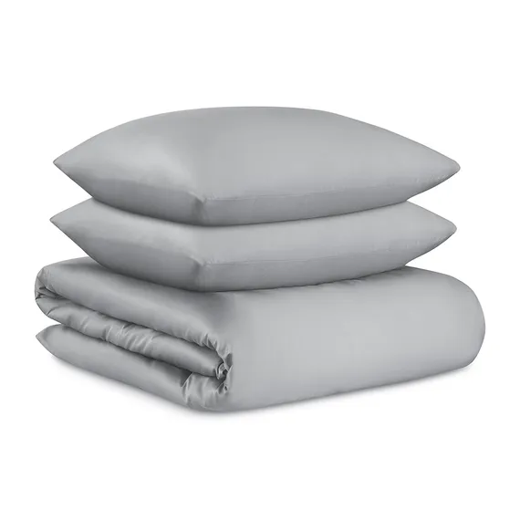 Комплект постельного белья из премиального сатина светло-серого цвета из коллекции essential, 200х22