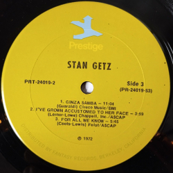 Винтажная виниловая пластинка LP Stan Getz (USA 1972)