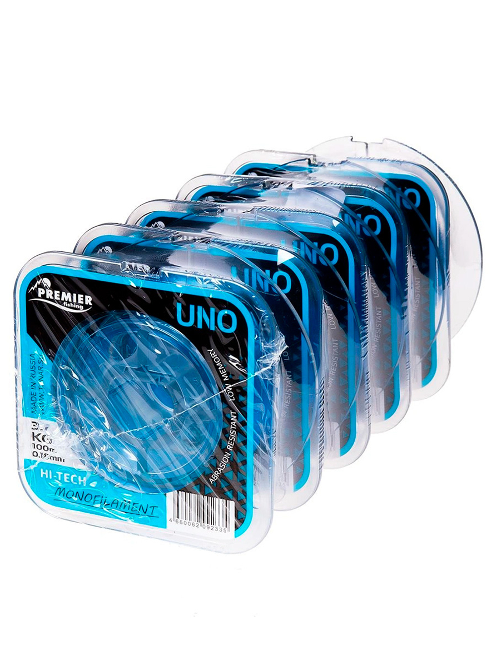 Леска для рыбалки Premier Fishing UNO Blue Nylon 0,35mm, 5 штук по 100м (PR-U-B-035-100)