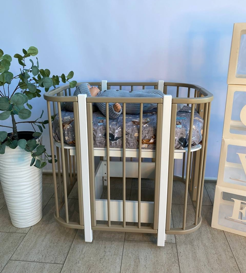 Кроватка-трансформер 4 в 1 "Счастливое детство" 120*60 см, цвет капучино