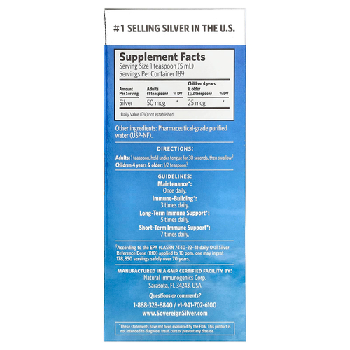 Sovereign Silver, Bio-Active Silver Hydrosol™, серебро, 946 мл (32 жидк. унции)