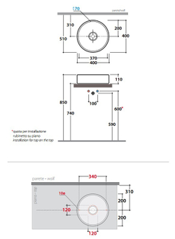 Раковина накладная Globo Free LAT40.BI на 40 см
