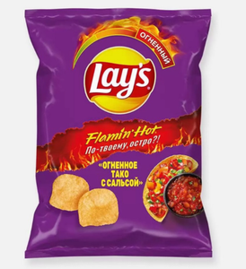 ЧИПСЫ LAYS FLAMING HOT ОГНЕННОЕ ТАКО С САЛЬСОЙ 105ГР