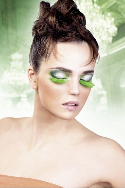 Пушистые зеленые ресницы-перья (Цвет: зеленый)