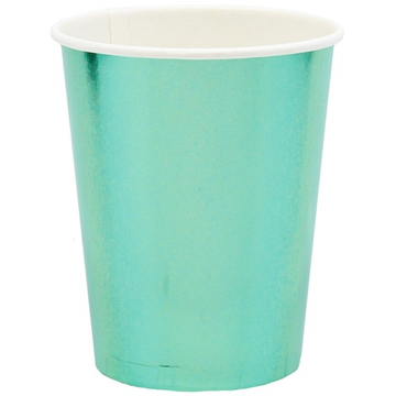 Стаканы фольгированные в мятном цвете, 250 мл, 6 шт