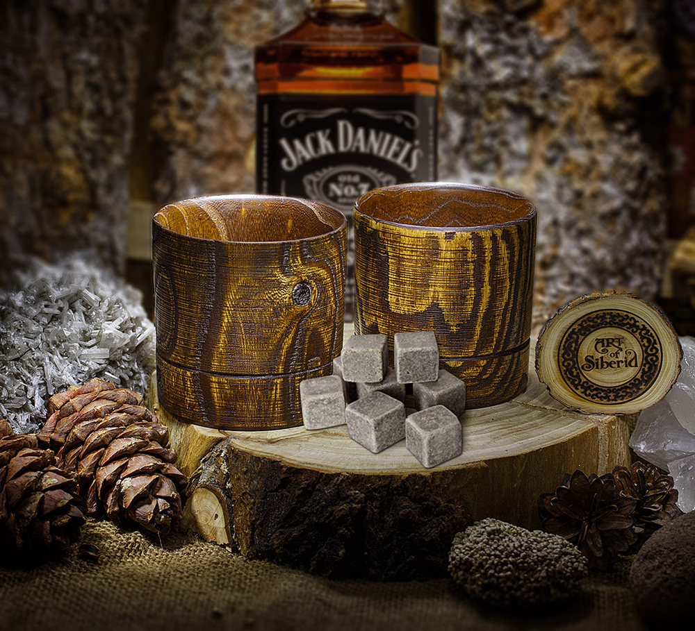 Бокалы для виски из натурального дерева вяз (карагач)