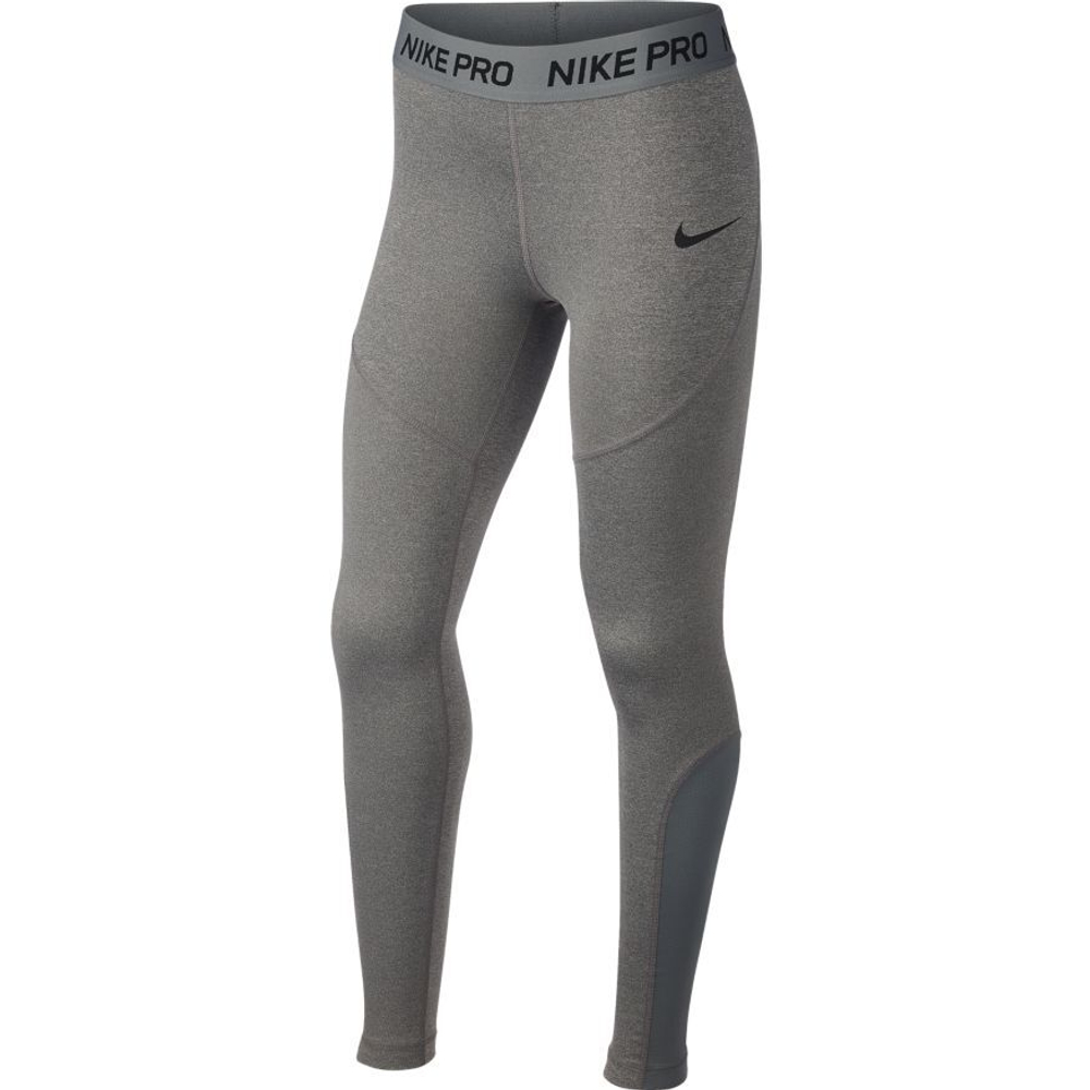 Штаны для девочки теннисные Nike Pro Tight - carbon heather/cool grey/cool grey/black