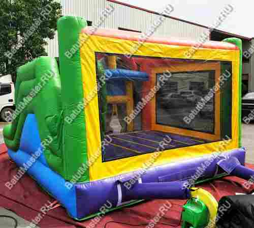 Детский надувной батут "Радужный домик" 4*3,5*2,7 м