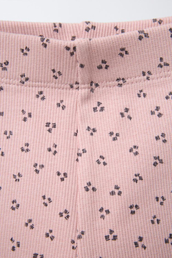 ZARA ЛЕГИНСЫ ИЗ ТРИКОТАЖА В РУБЧИК С ПРИНТОМ, ЦВЕТ РОЗОВОГО ДЕРЕВА