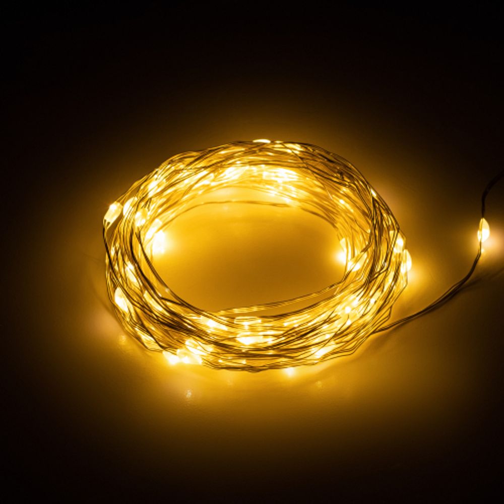 Светодиодная новогодняя гирлянда Intro Holiday INNR-01Z нить теплый свет 10 м 100 microled IP20 | Intro