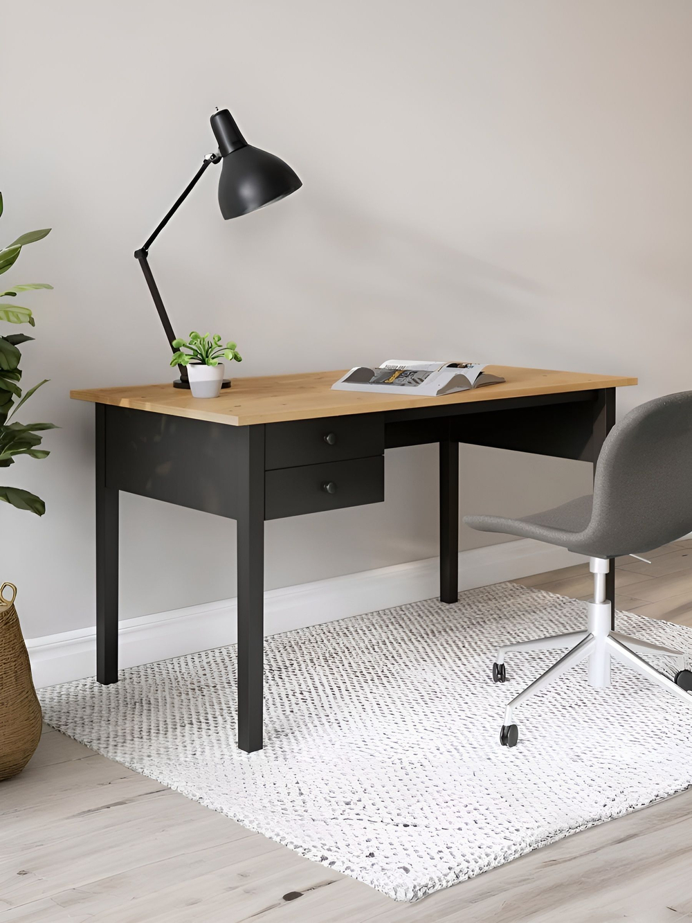 IKEA Письменный стол HEMNES,155*65*74, белый-коричневый, КЫМОР (ХЕМНЭС ИКЕА)