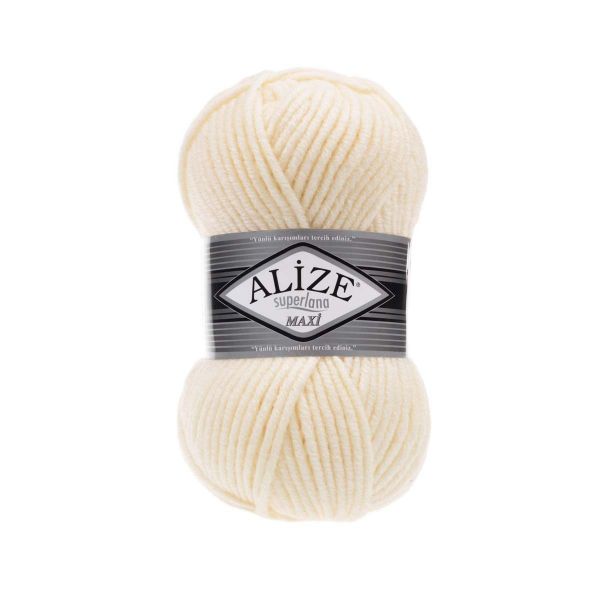 Пряжа Alize (Ализе) Superlana Maxi / уп.5 мот. по 100 г, 100м, 599 слоновая кость A