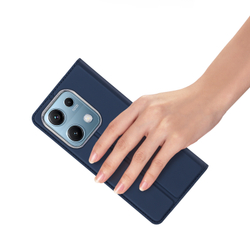 Чехол книжка из PU кожи синего цвета от Dux Ducis для Xiaomi Redmi Note 14S, серия Skin Pro Series Case