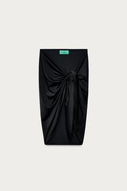 ZARA X MARISA BERENSON ОДНОТОННАЯ ЮБКА-ПАРЕО ИЗ СМЕСИ ПОЛИАМИДА, ЧЕРНЫЙ