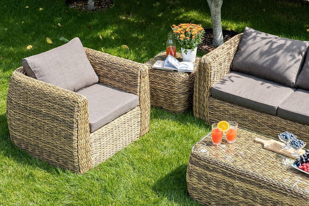 "Кальяри" лаунж-зона из искусственного ротанга (гиацинт), цвет соломенный