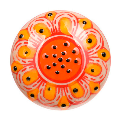 BLUMEN HAUS Ручка керамическая для мебели "Подсолнух оранжевый" ручная роспись 66107