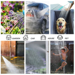 Садовый шланг для полива, растягивающийся, латунные разъемы, с пистолетом, красный