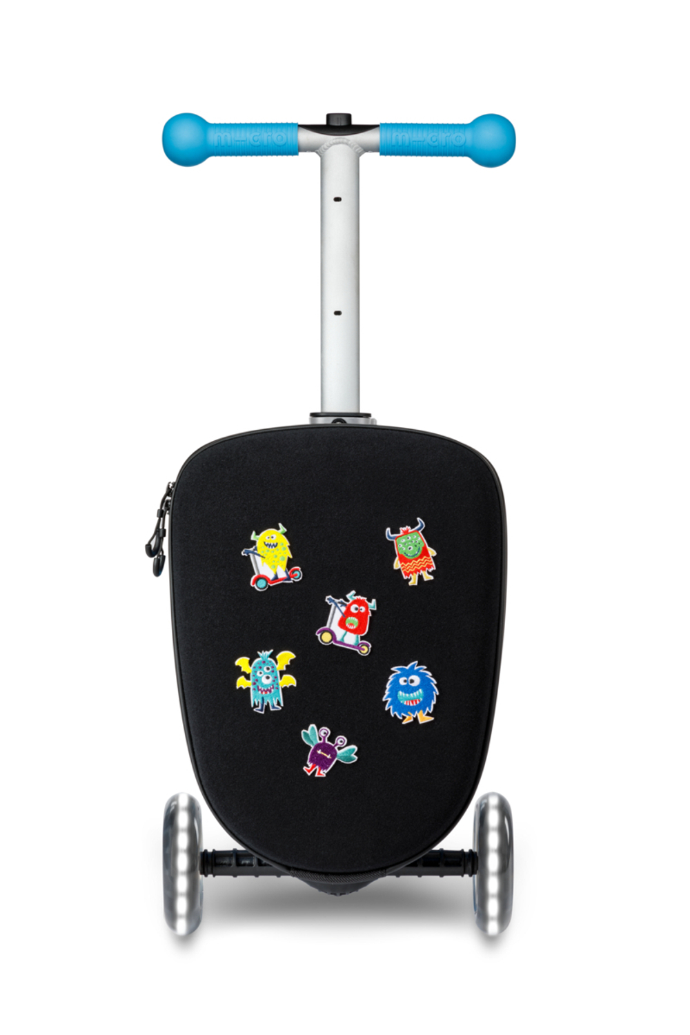 Чемокат Micro Luggage Junior LED синий с наклейками