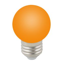 LED-G45-1W-ORANGE-E27-FR-С Лампа декоративная светодиодная. Форма шар. матовая. Цвет оранжевый. Картон. ТМ Volpe.