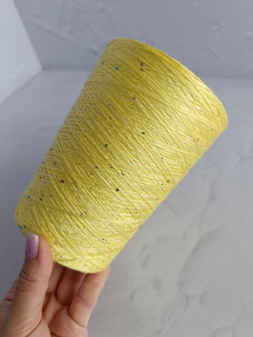 Тенсель100%+пайетки - 500гр - желтый - 100гр/600м