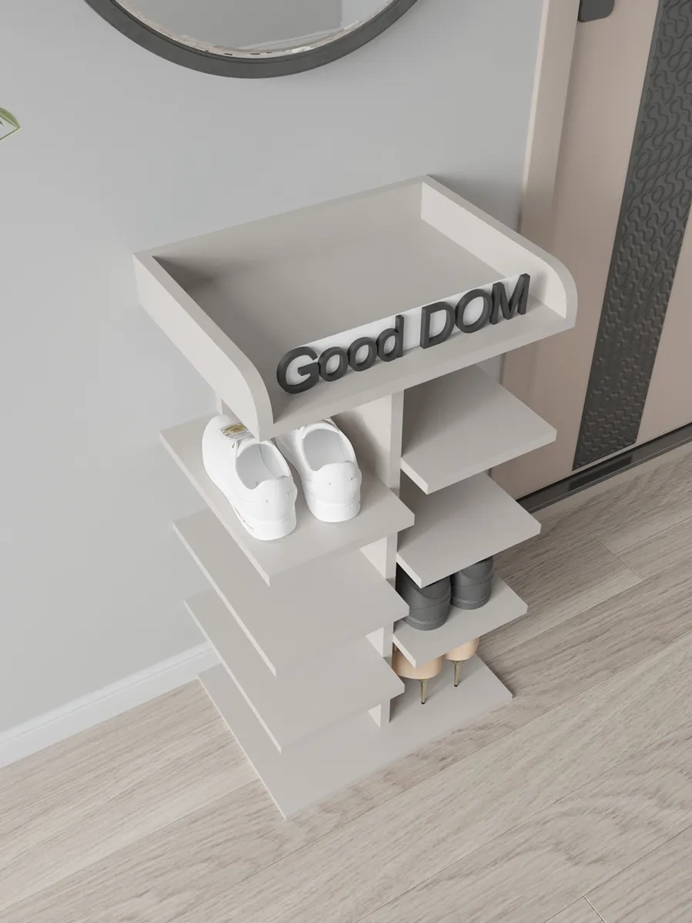 Обувница напольная высокая деревянная в прихожую