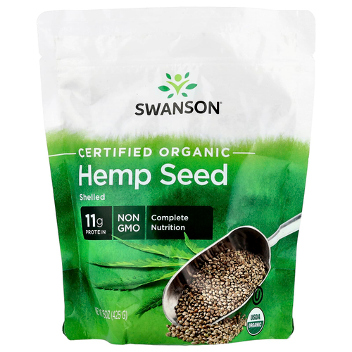 Swanson, Сертифицированные органические семена конопли, в скорлупе, 425 г (15 унций)