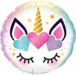 Шар круг 18" / 46 см "Единорог. Ресницы" (QL) (БГ-15)