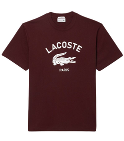 Мужская теннисная футболка Lacoste Signature Print Cotton - Коричневый