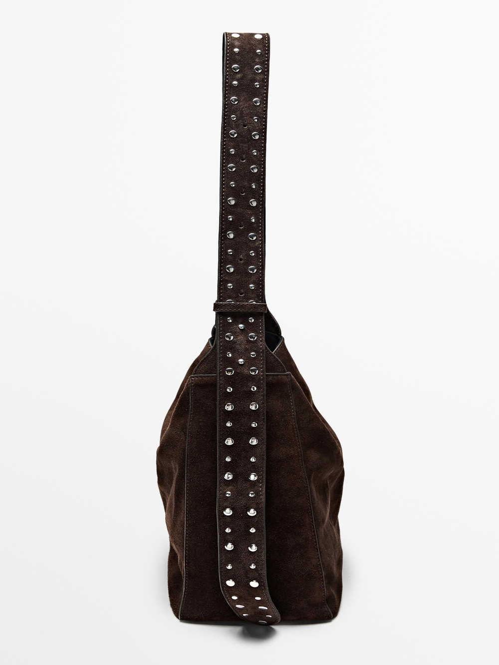 Massimo Dutti Большая сумка-мешок из замши, коричневый