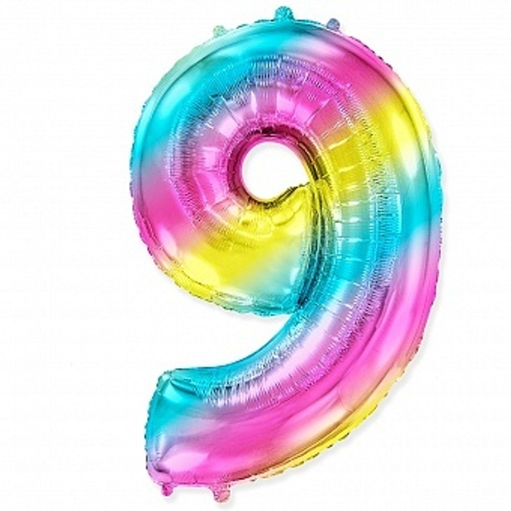 Ф ЦИФРА 9 40" Радуга металлик