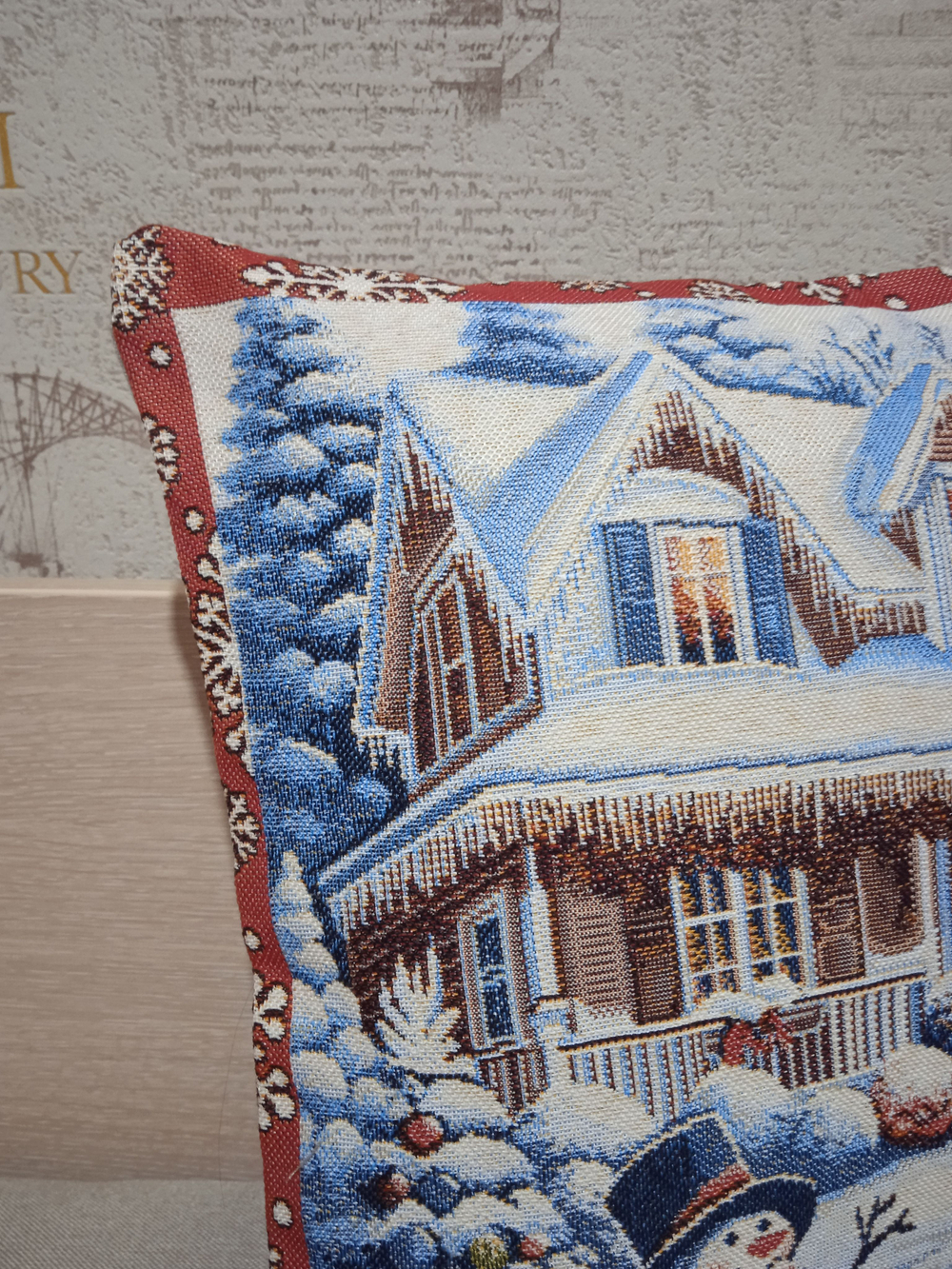 Декоративный гобеленовый чехол для интерьерной подушки Снежная 38*38