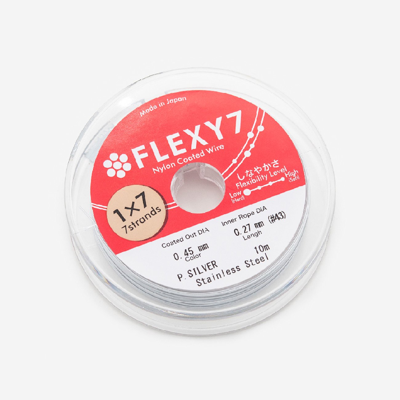 Японский ювелирный тросик FLEXY 7 диаметр 0,45мм, цвет "Жемчужное серебро"