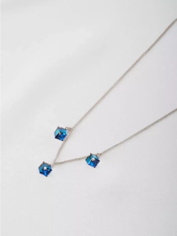 Колье Миражи с синими кристаллами-хамелеонами Swarovski