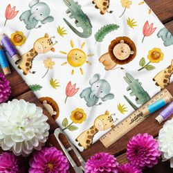 Ткань бифлекс радостные животные в африке