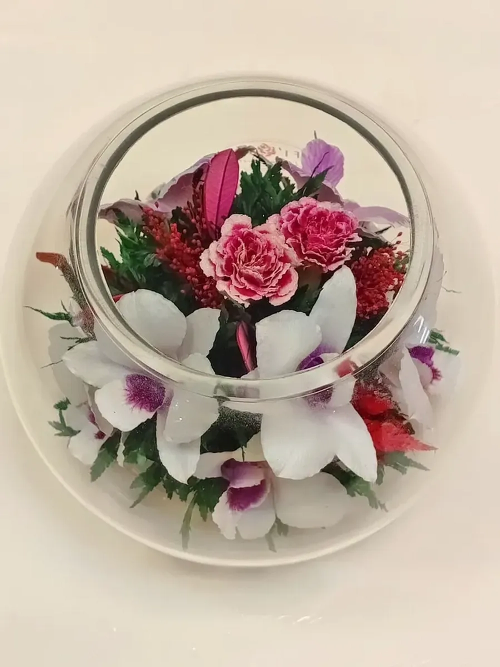 натуральные цветы в стекле, вакуум