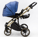 Детская коляска Adamex Lumi Air SE Deluxe 3 в 1 L-SM503 (СИН.ПЕРЛ.КОЖА+ЗОЛОТО РАМА)