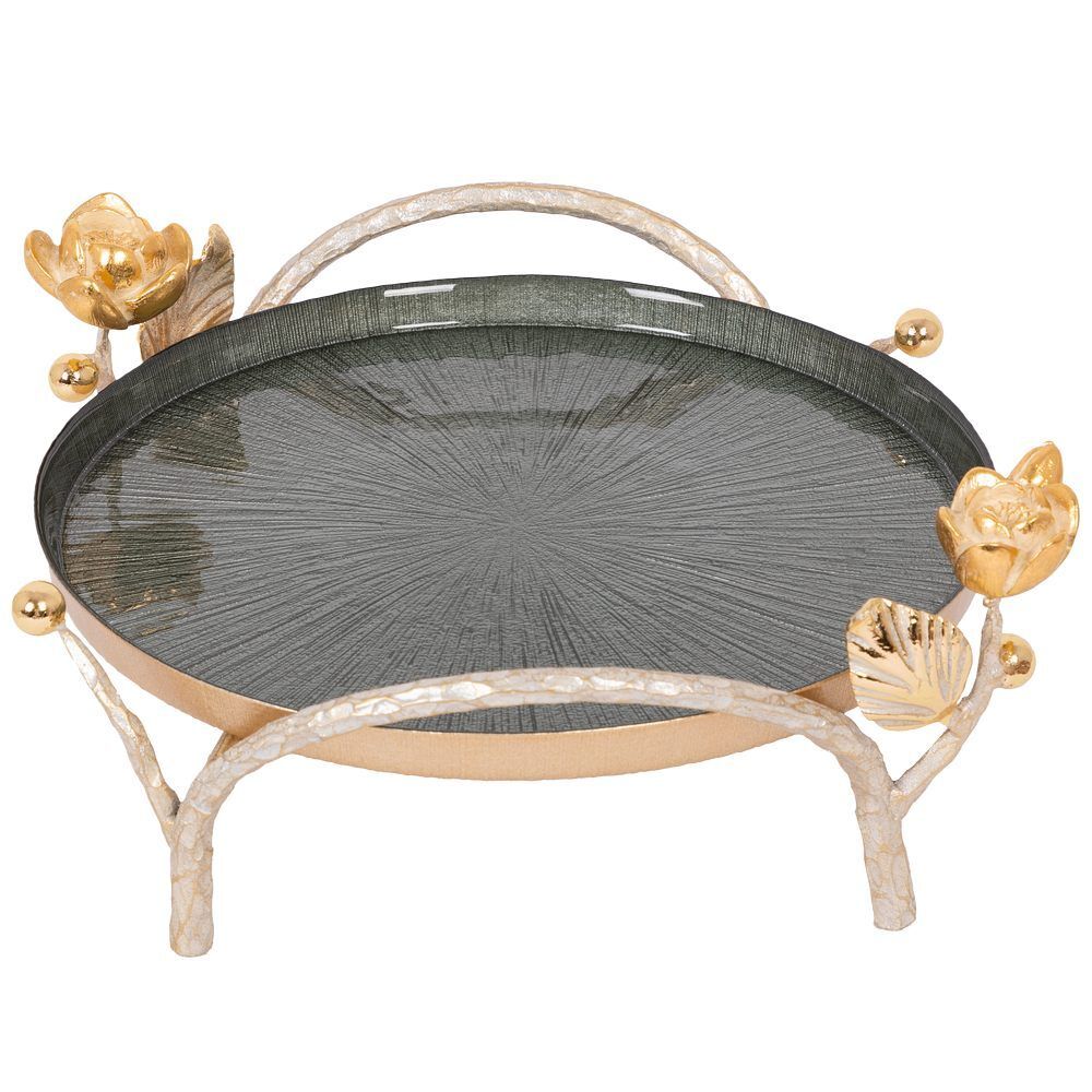 Фруктовница-конфетница Нимфея (поднос) Айвори Зеленый