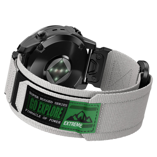 Нейлоновый ремешок 22 мм для Garmin (циферблат 47 мм) QuickFit на липучке (Серый металик)